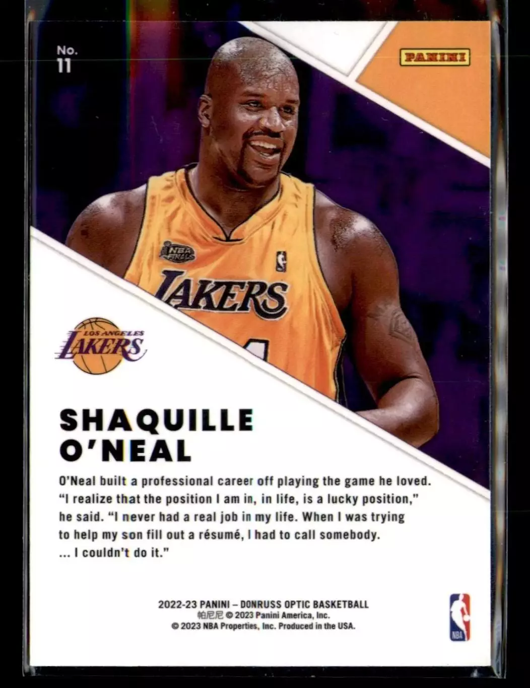 2022-23 Donruss Optic Winner Stays #11 Shaquille O'Neal 1