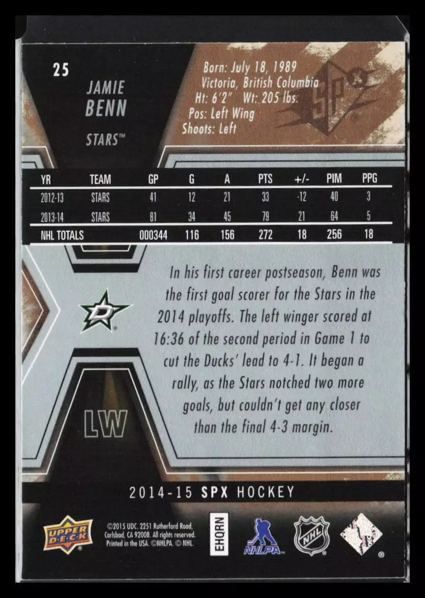 2014-15 SPx #25 Jamie Benn 1