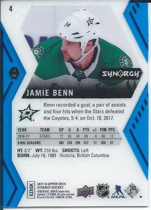 2017-18 Synergy Blue #4 Jamie Benn 1