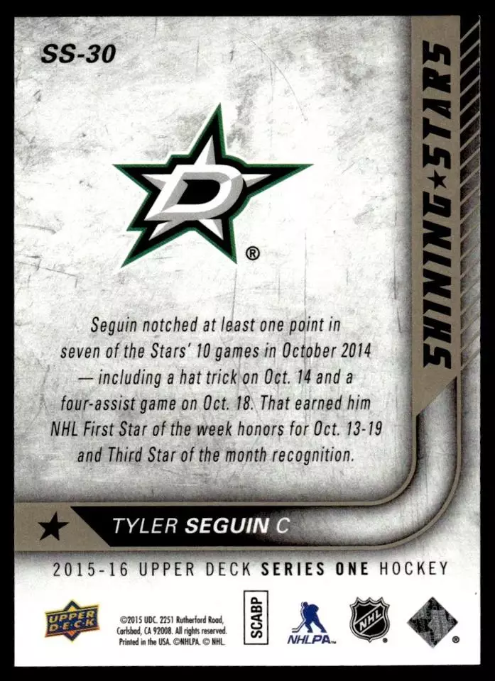 2015-16 Upper Deck Shining Stars #SS30 Tyler Seguin 1