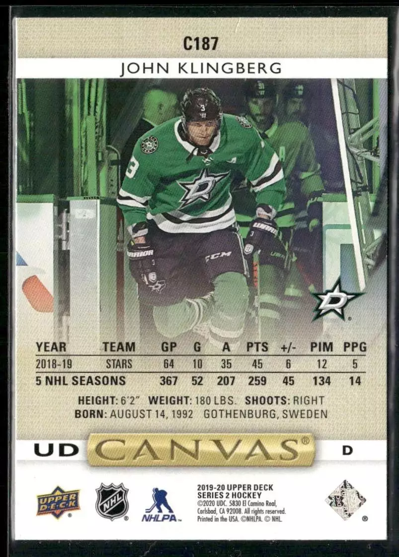 2019-20 Upper Deck Canvas #C187 John Klingberg 1