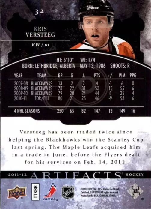 2011-12 Artifacts #32 Kris Versteeg 1
