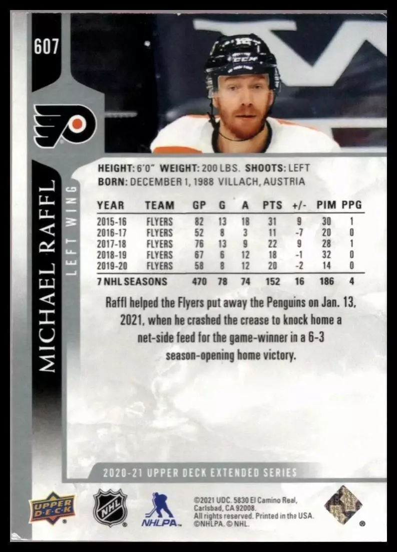 2020-21 Upper Deck #607 Michael Raffl 1