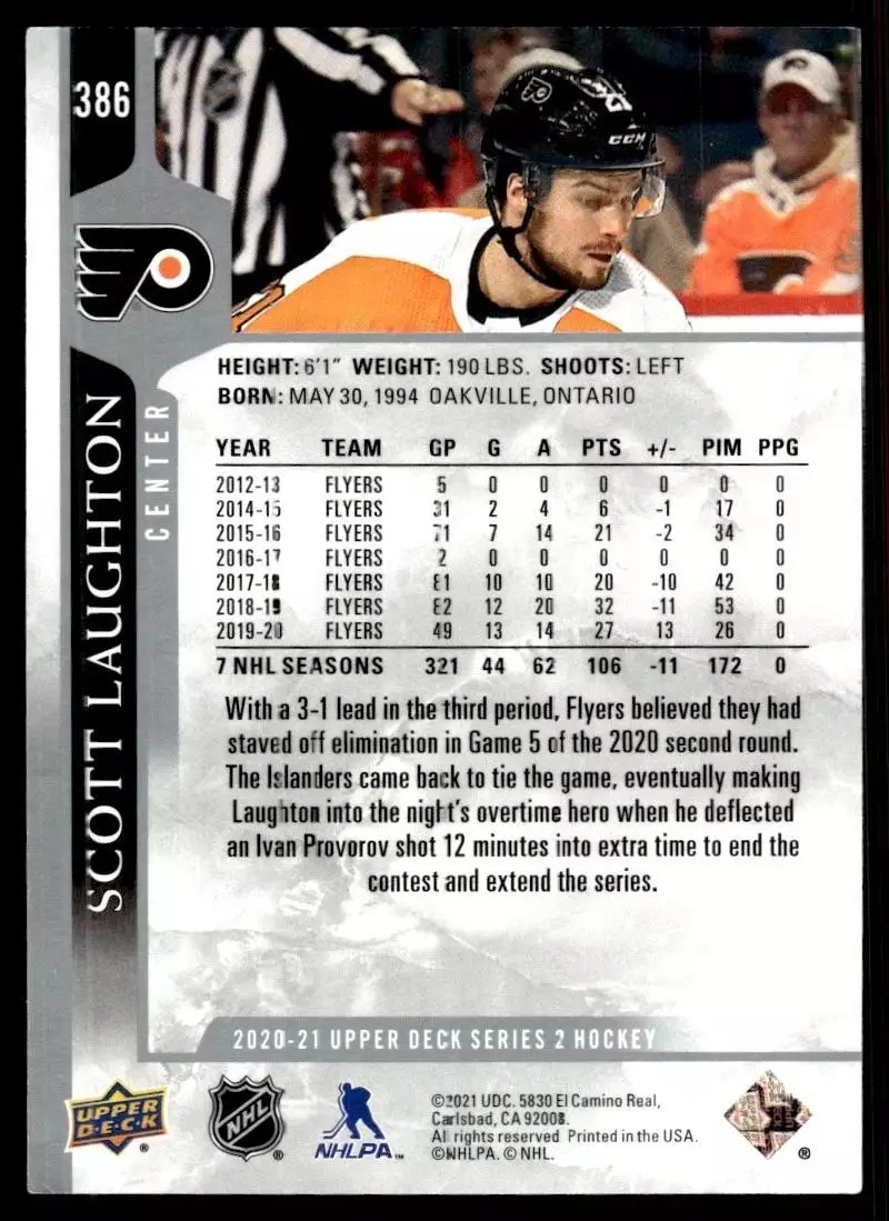 2020-21 Upper Deck #386 Scott Laughton 1