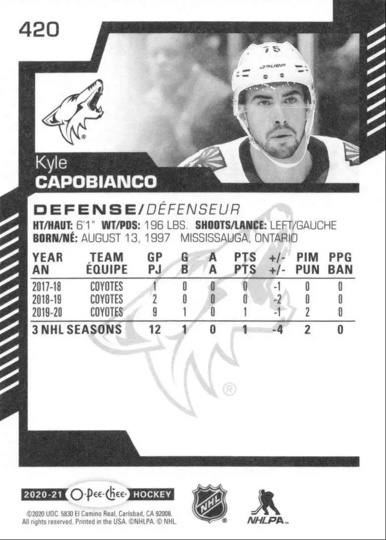 2020-21 O-Pee-Chee #420 Kyle Capobianco 1