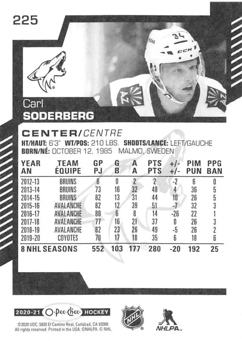 2020-21 O-Pee-Chee #225 Carl Soderberg 1