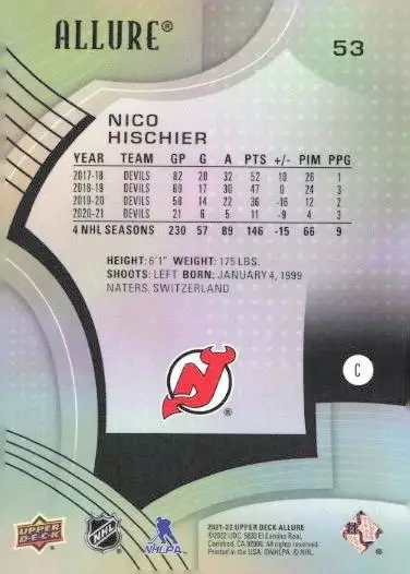 2021-22 Upper Deck Allure #53 Nico Hischier 1