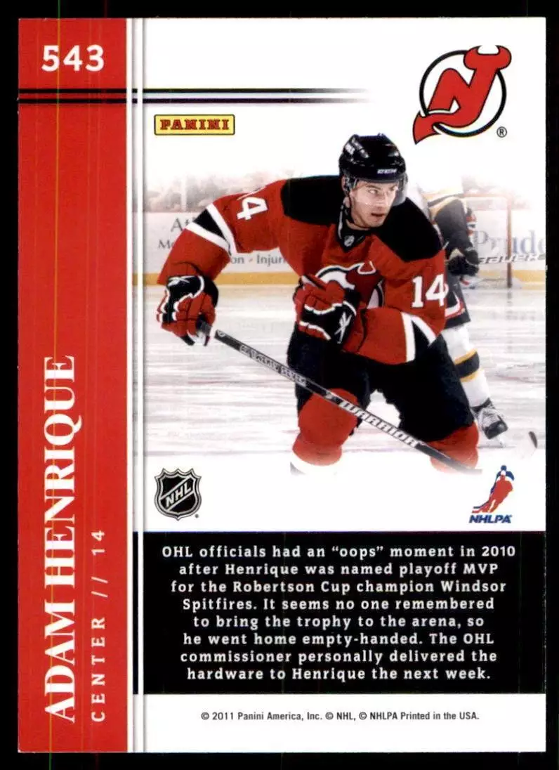 2011-12 Score #543 Adam Henrique HR RC 1