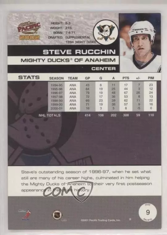 2001-02 Pacific #9 Steve Rucchin 1