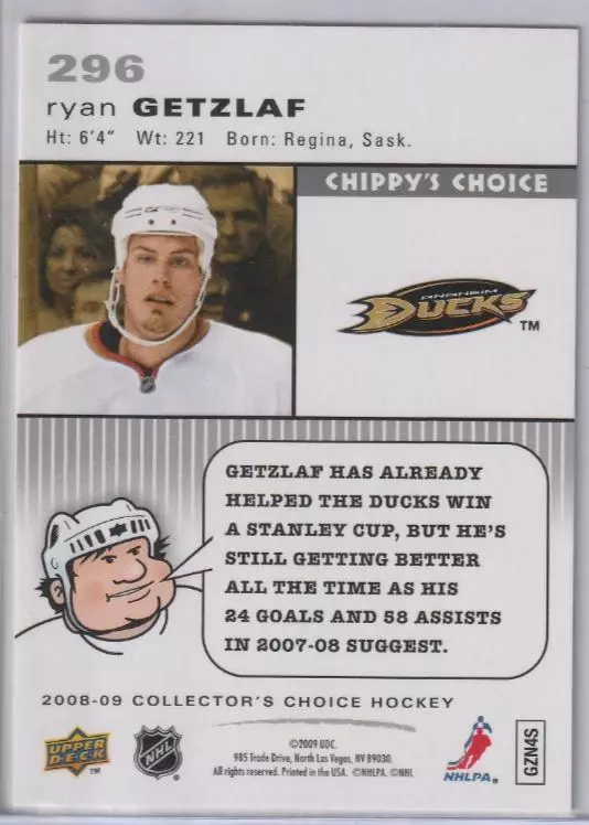 2008-09 Collector's Choice #296 Ryan Getzlaf 1