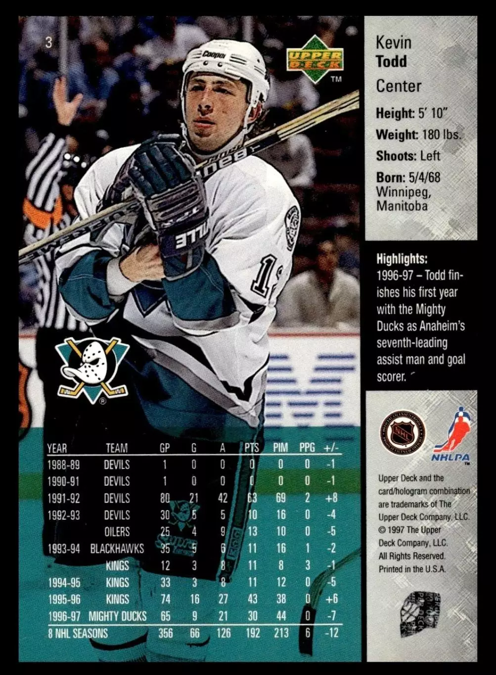 1997-98 Upper Deck #3 Kevin Todd 1