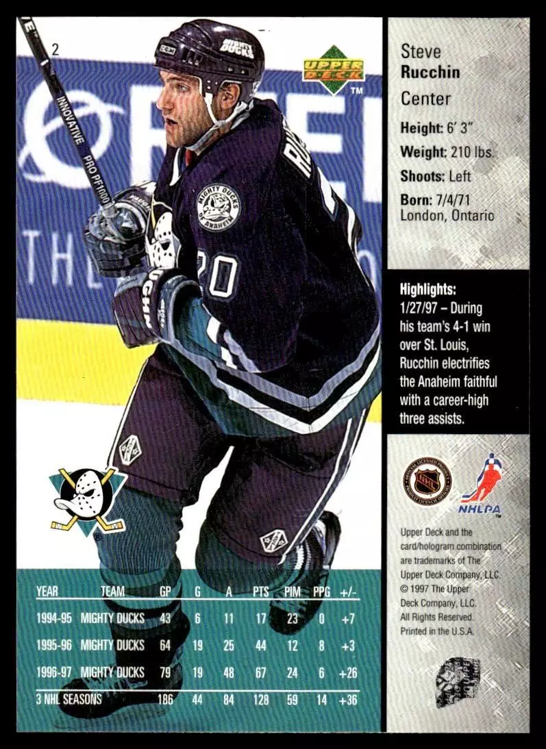 1997-98 Upper Deck #2 Steve Rucchin 1