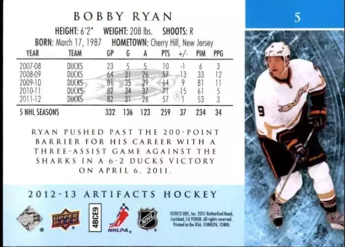 2012-13 Artifacts #5 Bobby Ryan 1