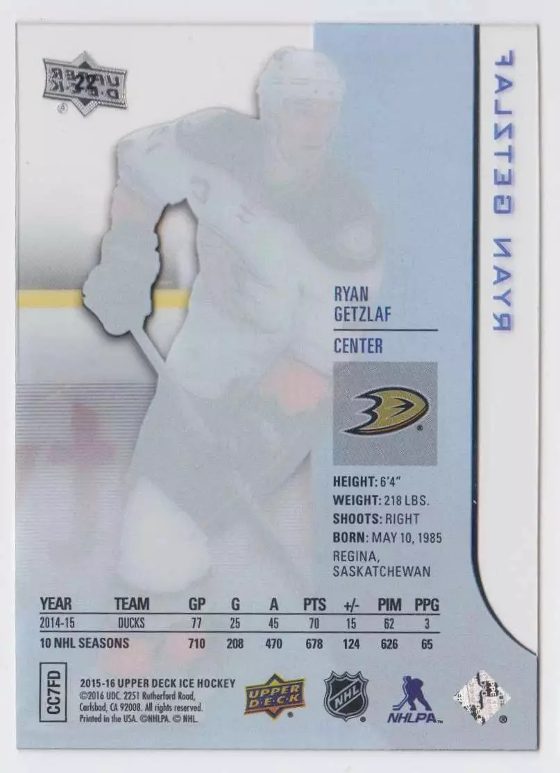 2015-16 Upper Deck Ice #22 Ryan Getzlaf 1