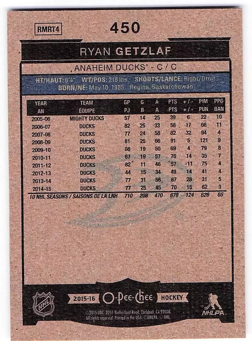 2015-16 O-Pee-Chee #450 Ryan Getzlaf AS 1