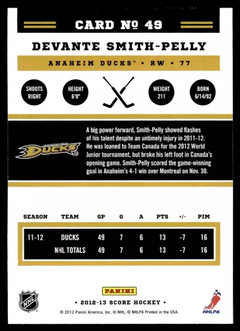 2012-13 Score #49 Devante Smith-Pelly 1