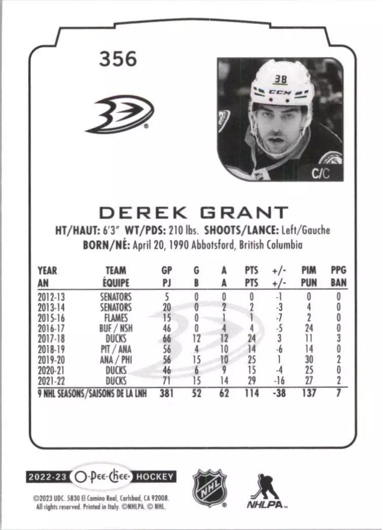 2022-23 O-Pee-Chee #356 Derek Grant 1