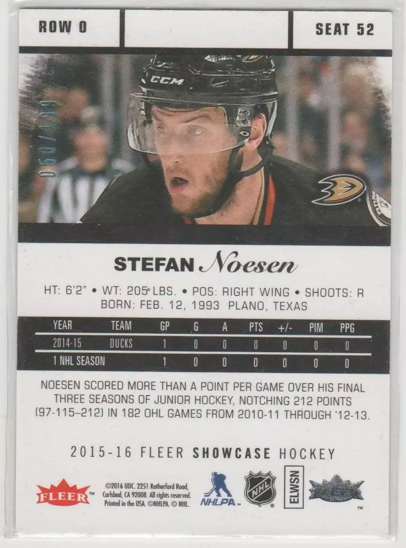 2015-16 Fleer Showcase Flair #52 Stefan Noesen R0 1