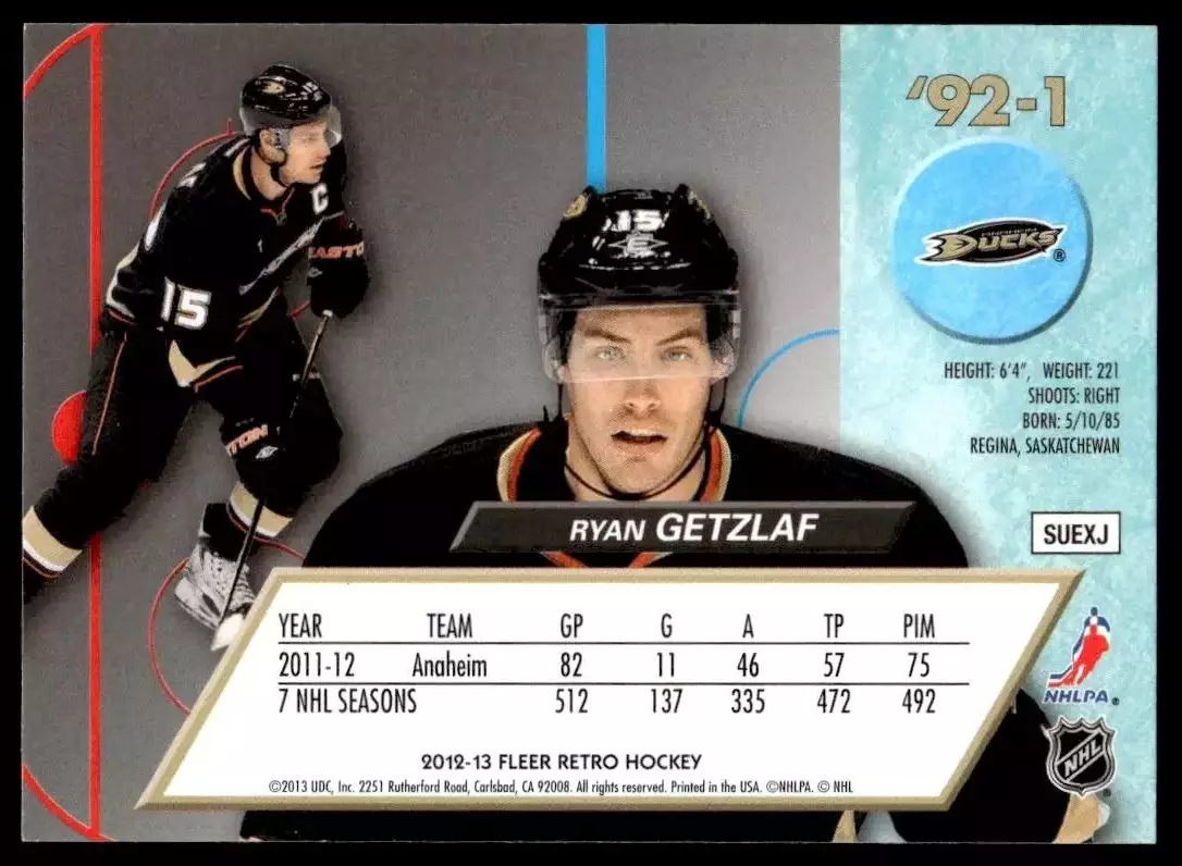 2012-13 Fleer Retro 1992-93 Ultra #921 Ryan Getzlaf 1