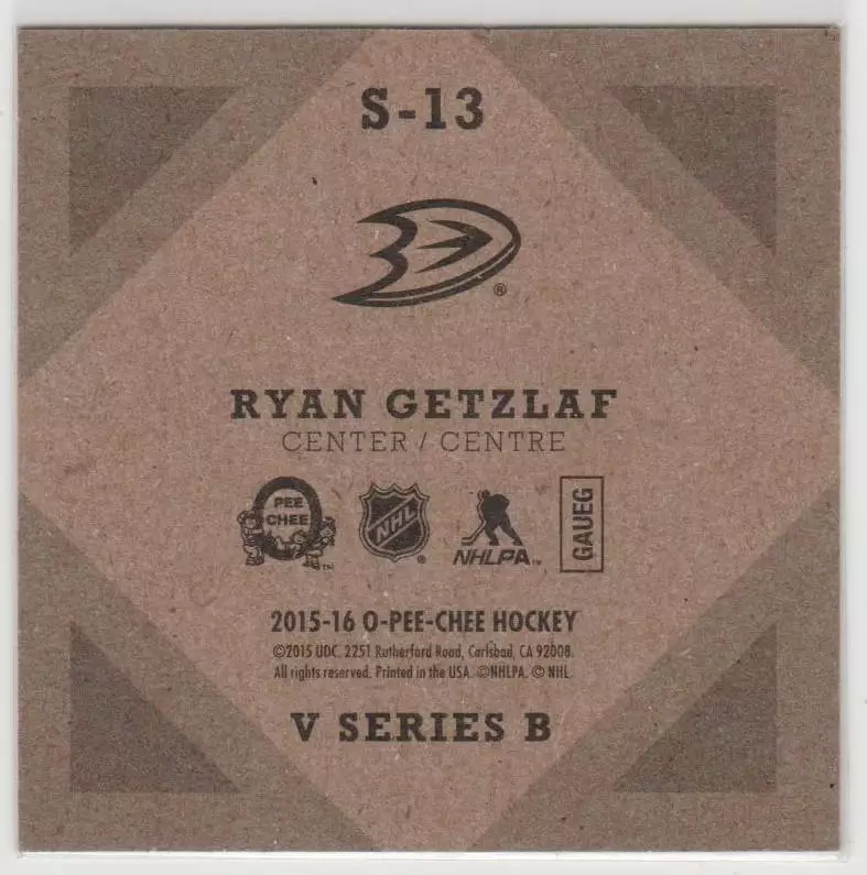 2015-16 O-Pee-Chee V Series B #S13 Ryan Getzlaf 1