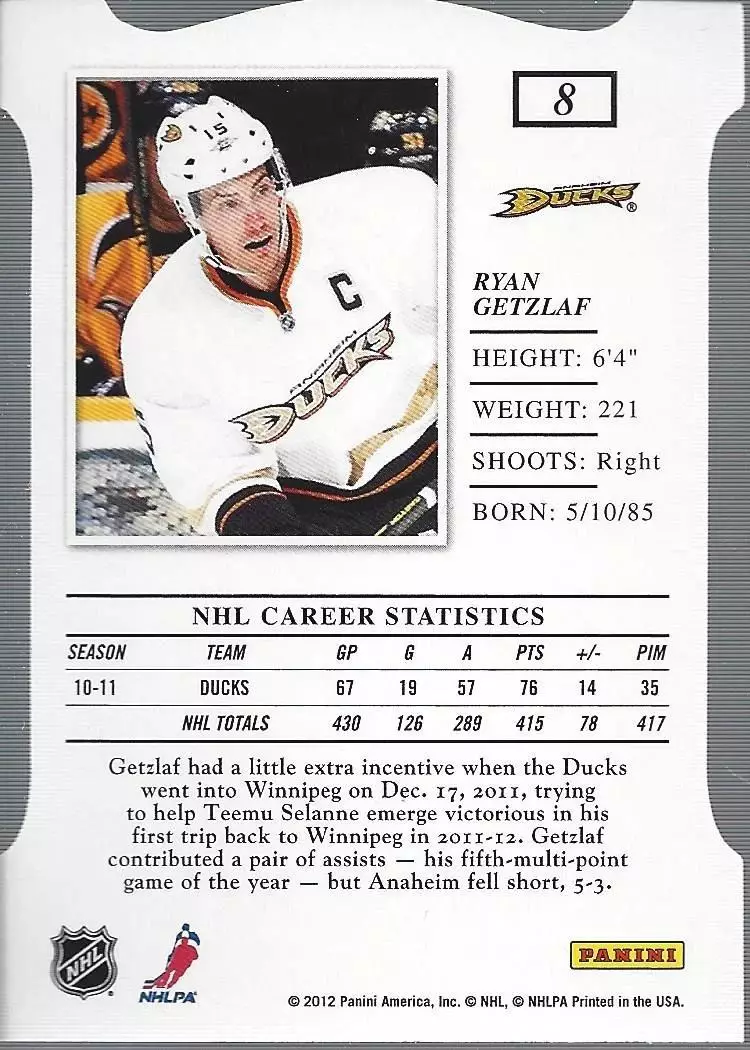 2011-12 Elite Aspirations #8 Ryan Getzlaf 1
