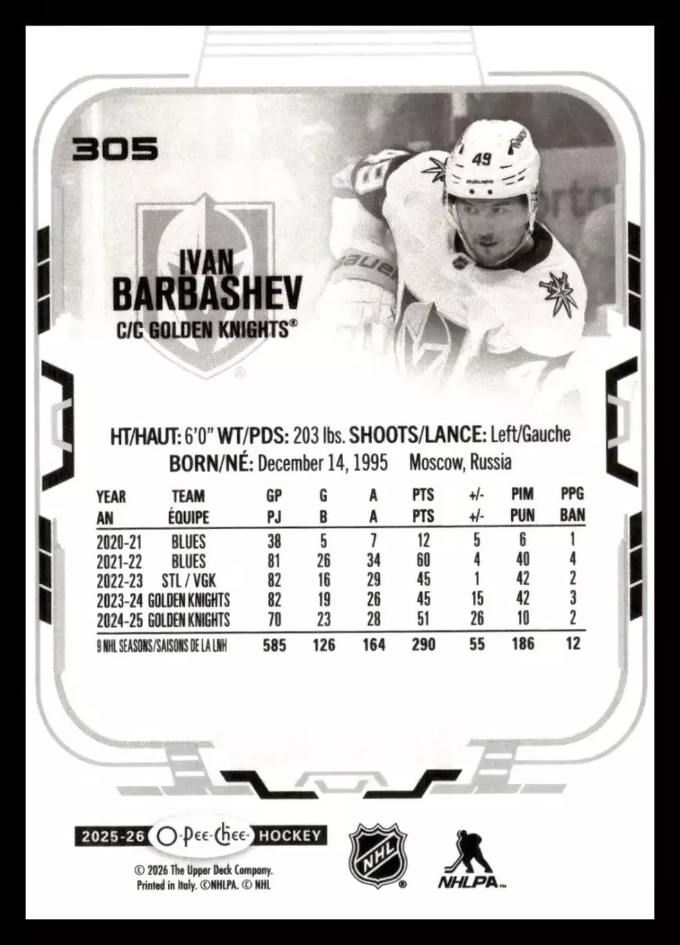 2025-26 O-Pee-Chee #305 Ivan Barbashev 1
