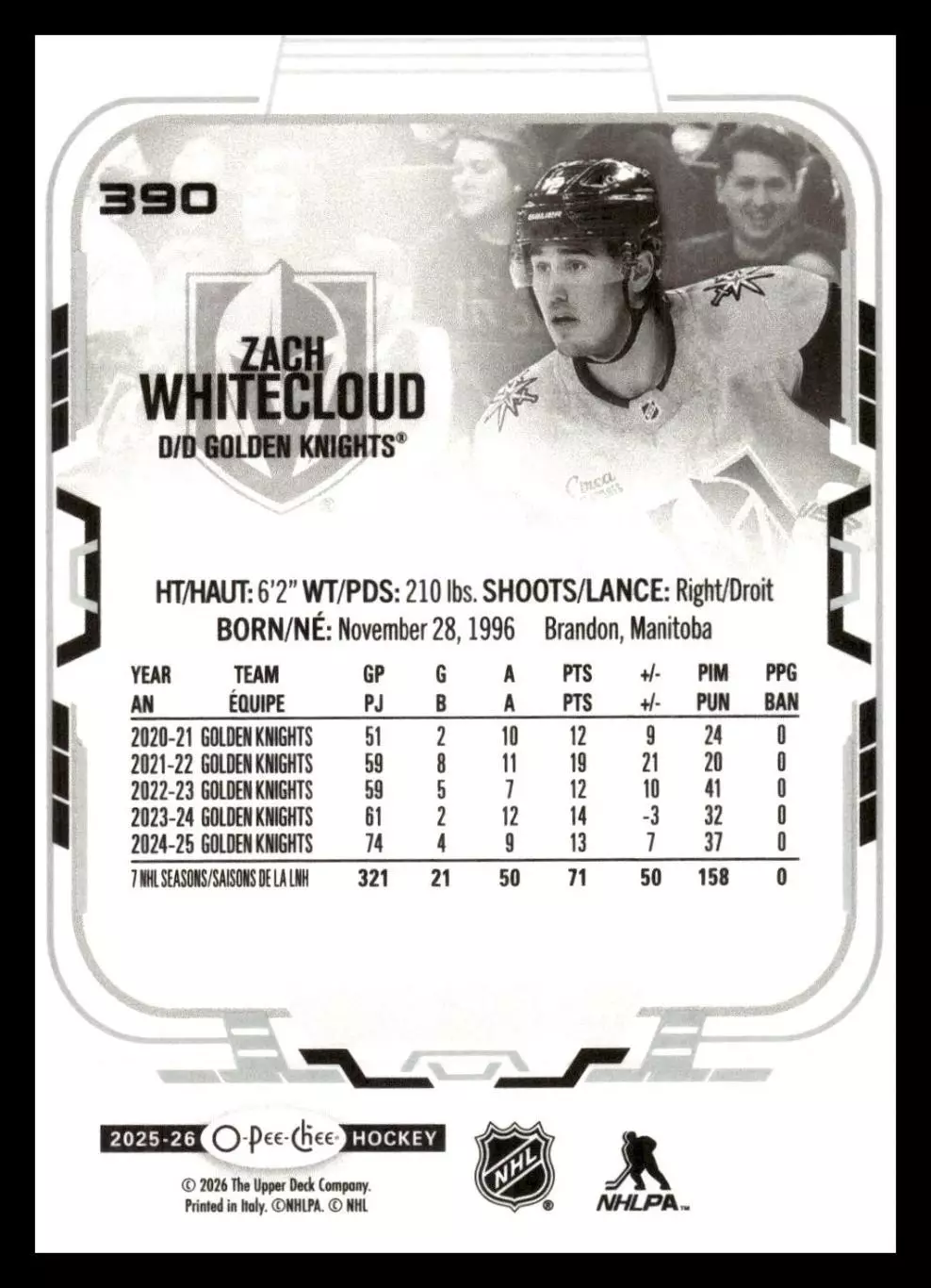 2025-26 O-Pee-Chee #390 Zach Whitecloud 1