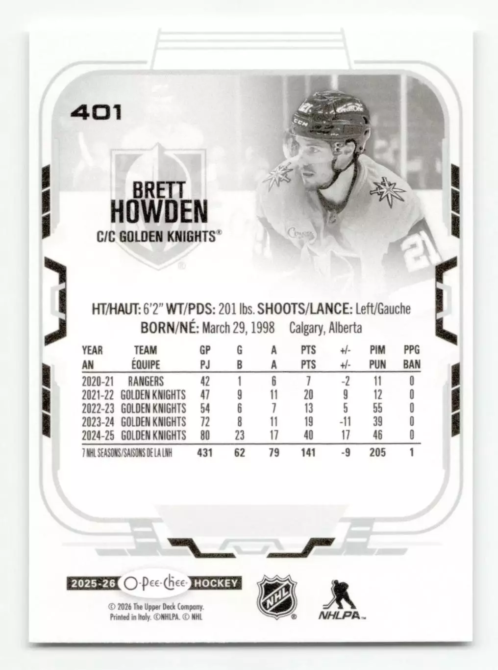 2025-26 O-Pee-Chee #401 Brett Howden 1
