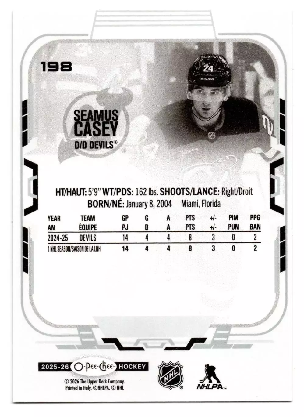 2025-26 O-Pee-Chee #198 Seamus Casey 1