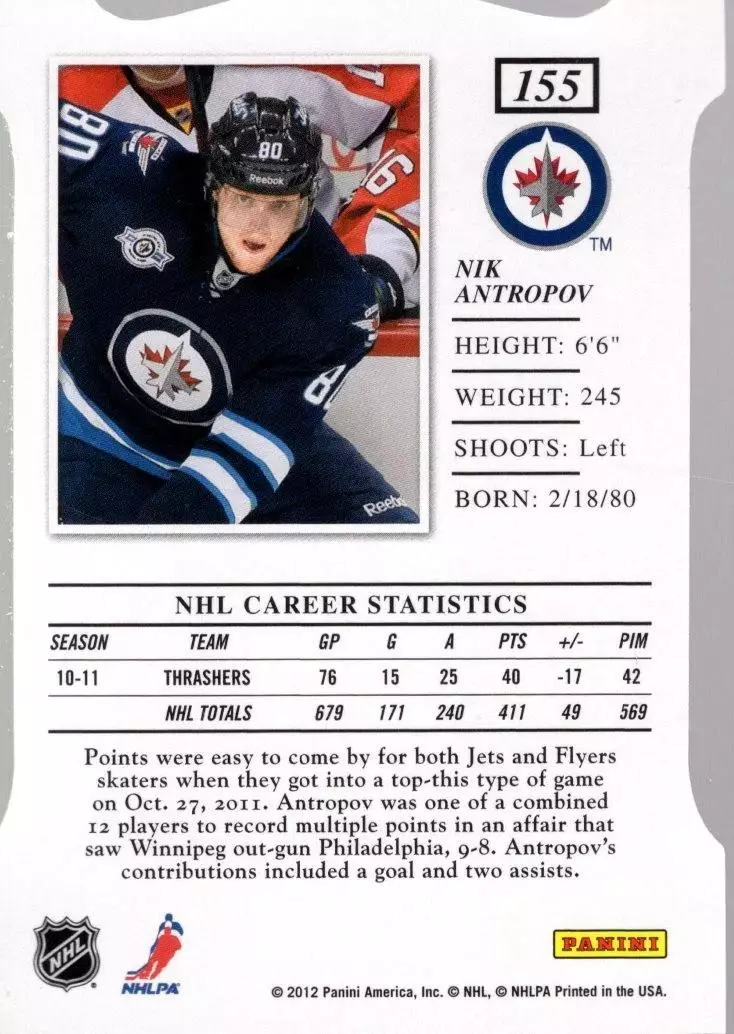 2011-12 Elite Aspirations #155 Nik Antropov 1