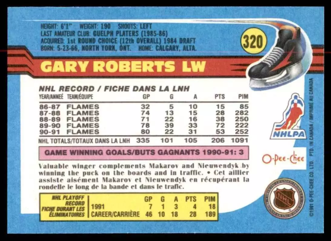 1991-92 O-Pee-Chee #320 Gary Roberts 1