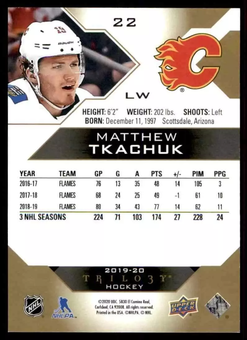 2019-20 Upper Deck Trilogy #22 Matthew Tkachuk 1
