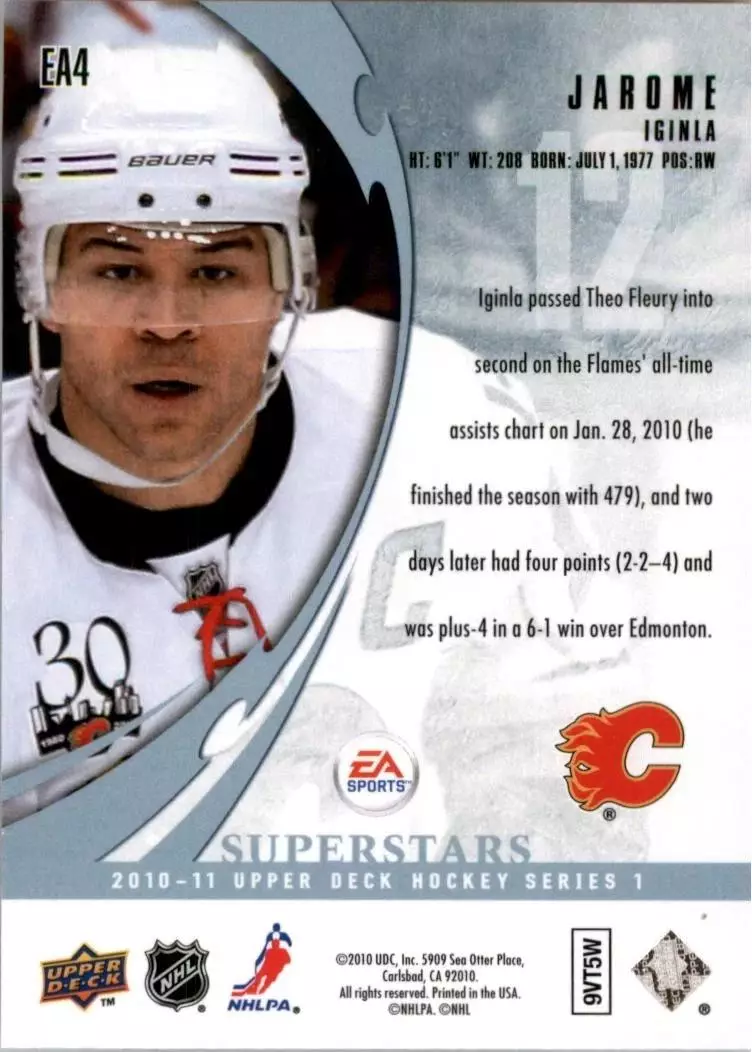 2010-11 Upper Deck EA Superstars #EA4 Jarome Iginla SP 1