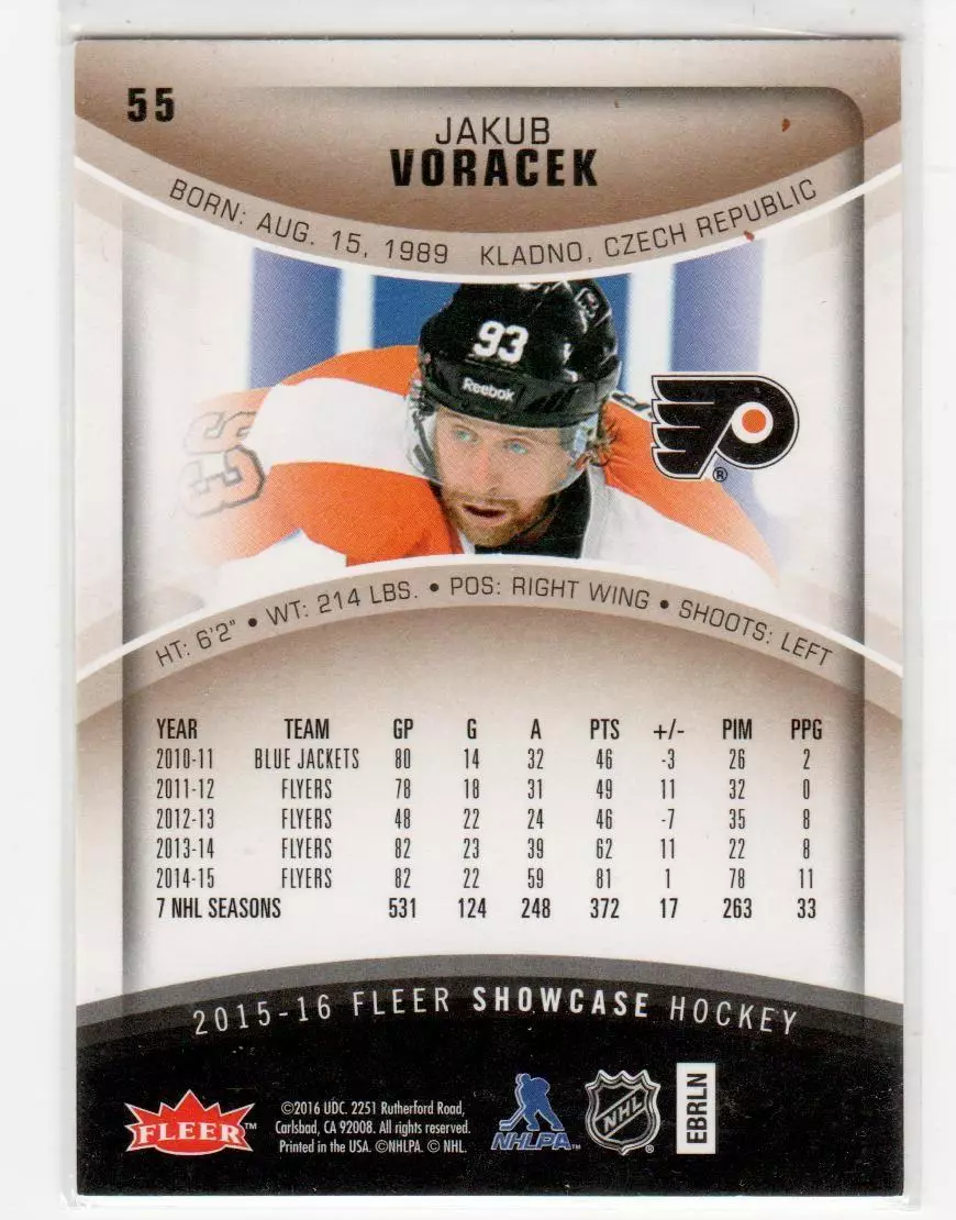 2015-16 Fleer Showcase #55 Jakub Voracek 1