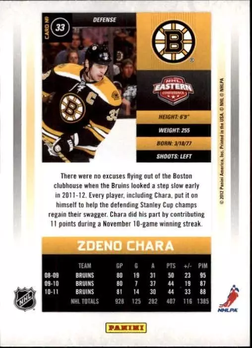 2011-12 Panini Contenders #33 Zdeno Chara 1
