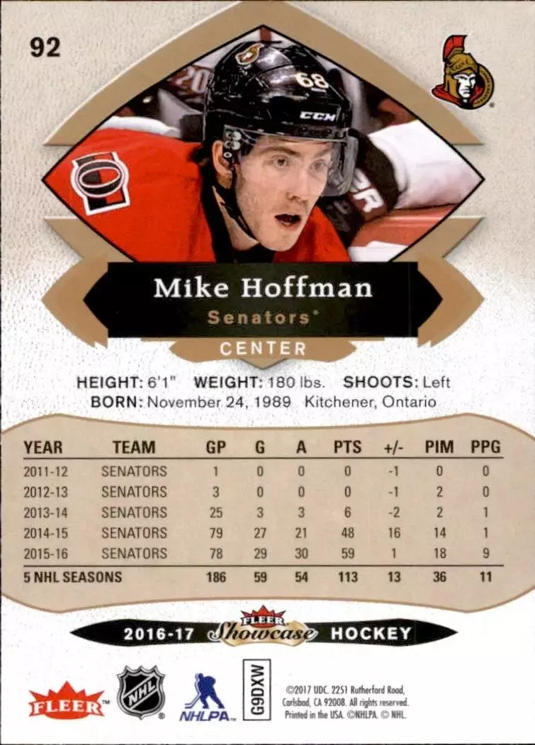 2016-17 Fleer Showcase #92 Mike Hoffman 1