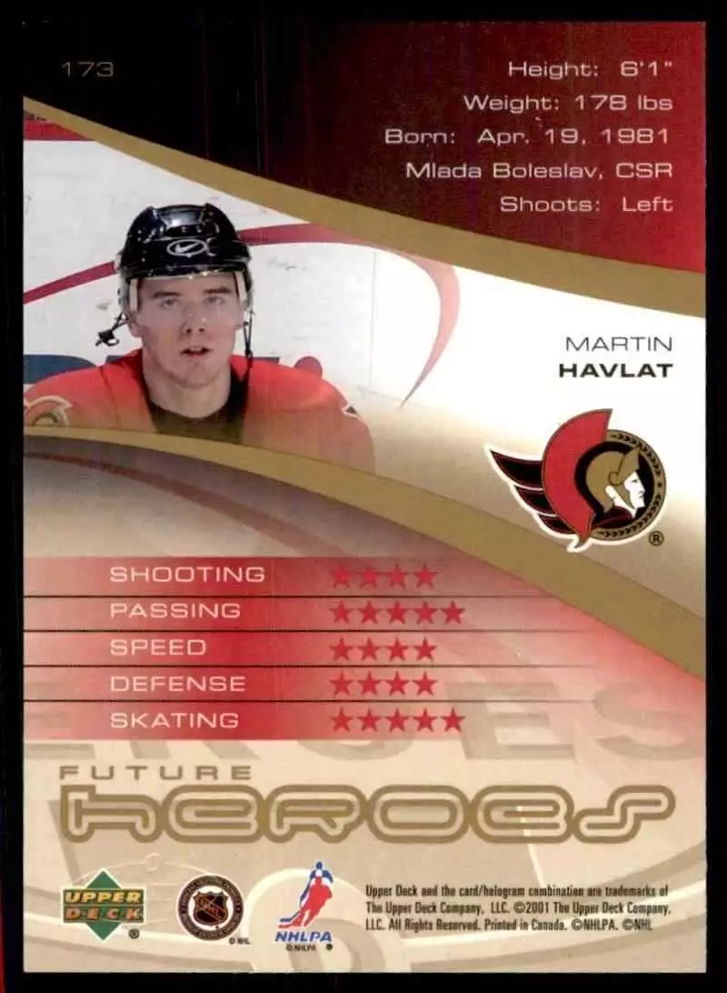 2000-01 Upper Deck Heroes #173 Martin Havlat RC 1