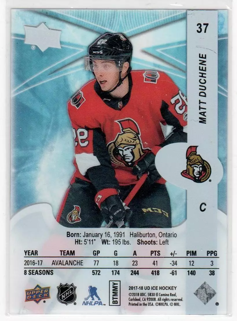 2017-18 Upper Deck Ice #37 Matt Duchene 1