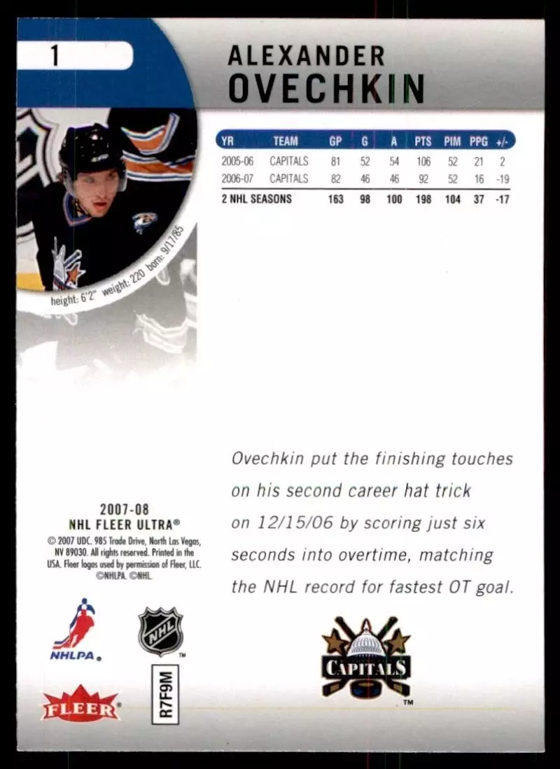 2007-08 Ultra #1 Alexander Ovechkin 1