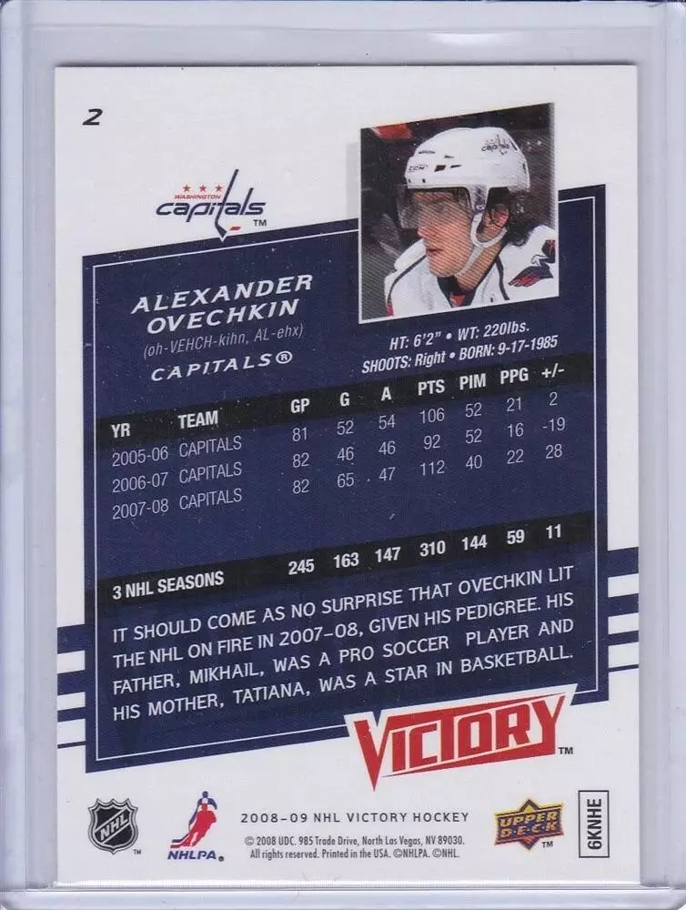 2008-09 Upper Deck Victory Hockey #2 Alex Ovechkin 1