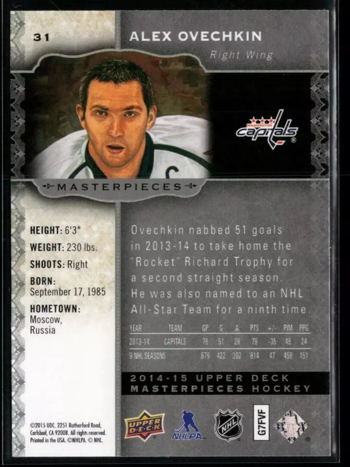 2014-15 Upper Deck Masterpieces #31 Alexander Ovechkin 1