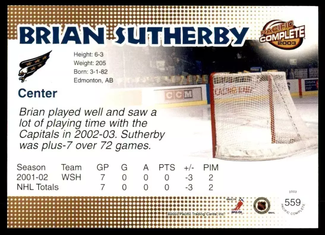 2002-03 Pacific Complete #559 Brian Sutherby 1