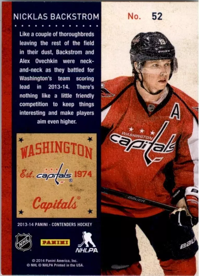 2013-14 Panini Contenders #52 Nicklas Backstrom 1