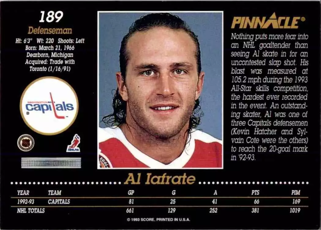 1993-94 Pinnacle #189 Al Iafrate 1