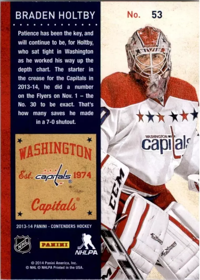 2013-14 Panini Contenders #53 Braden Holtby 1