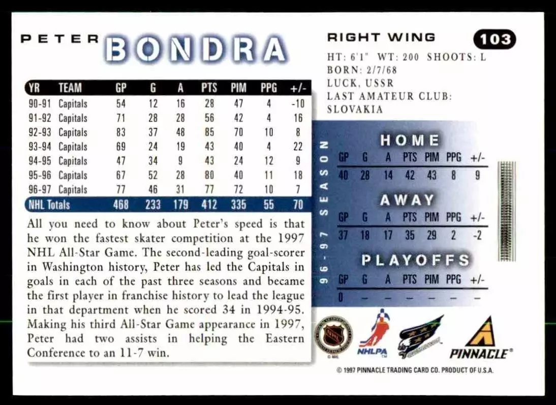 1997-98 Score #103 Peter Bondra 1
