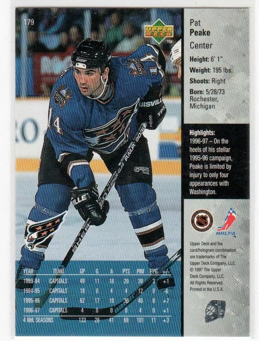 1997-98 Upper Deck #179 Pat Peake 1