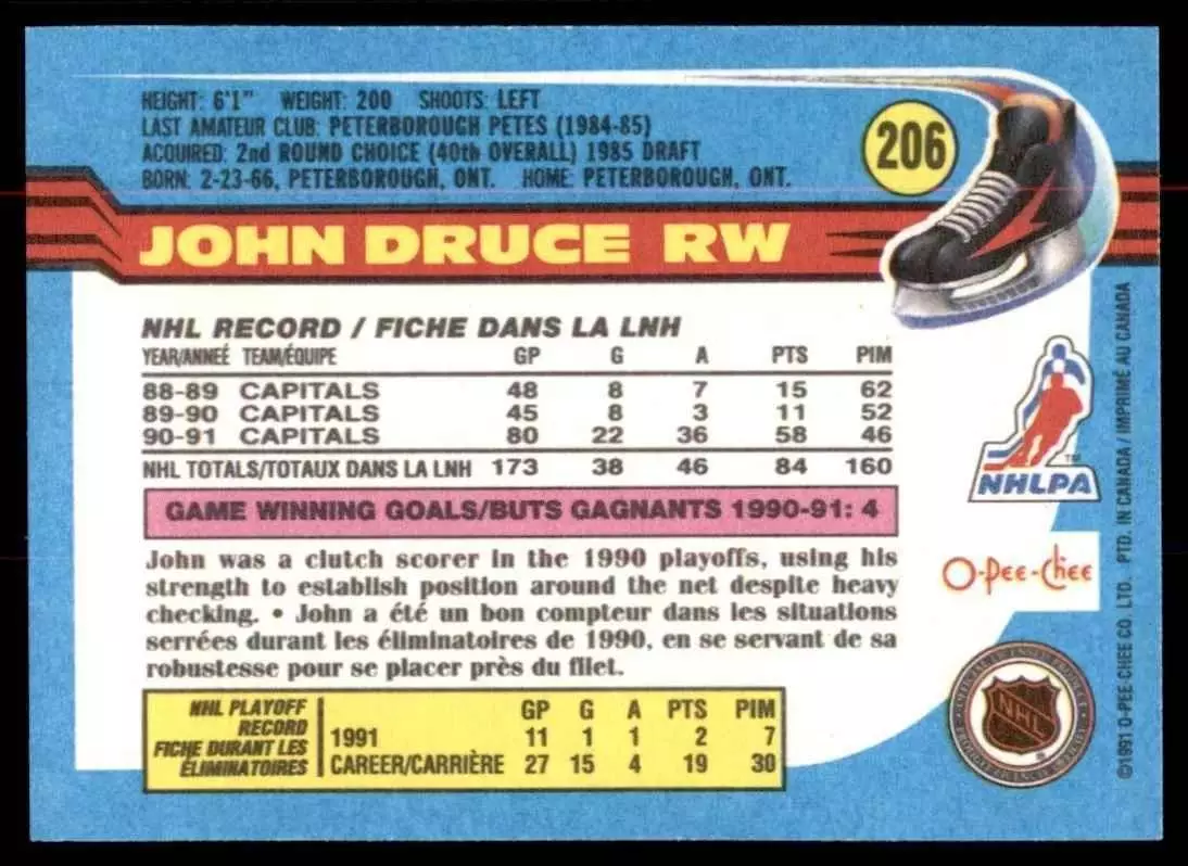 1991-92 O-Pee-Chee#206 John Druce 1