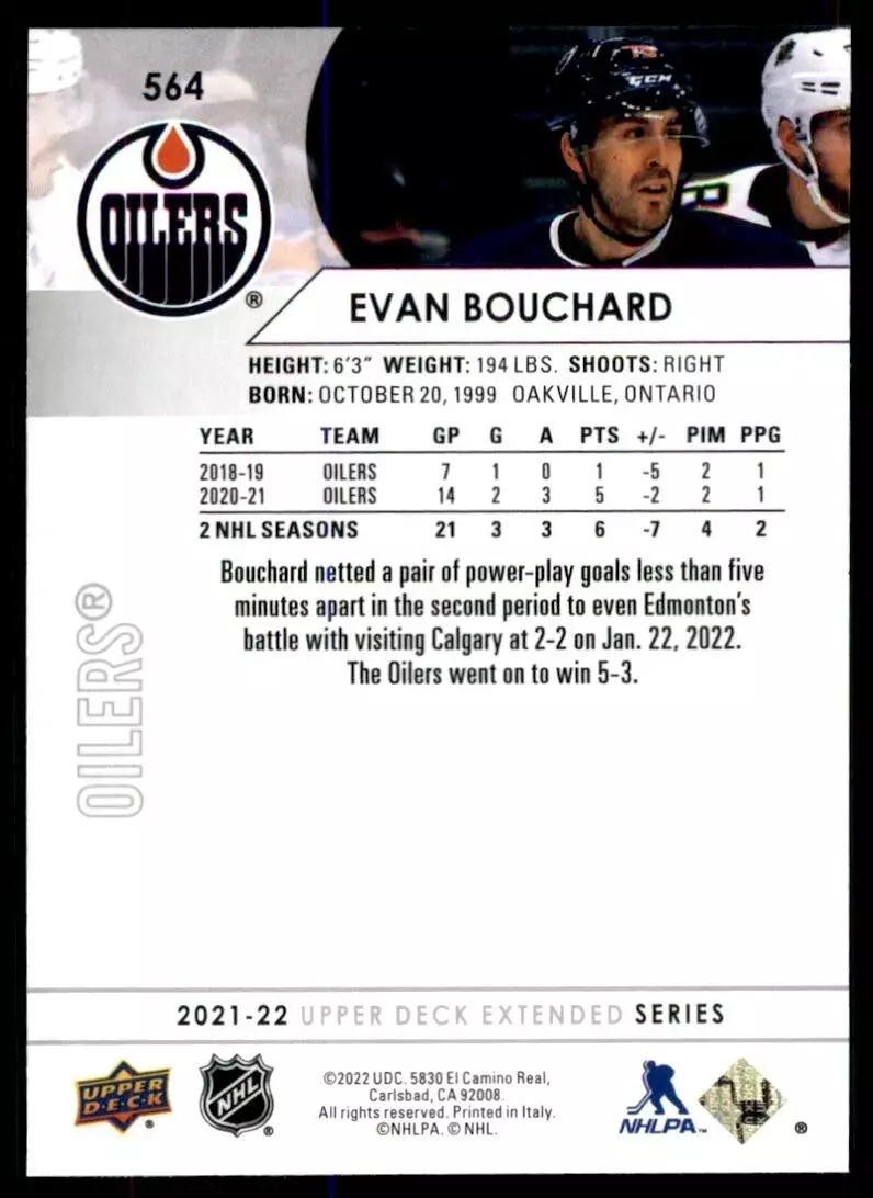 2021-22 Upper Deck #564 Evan Bouchard 1