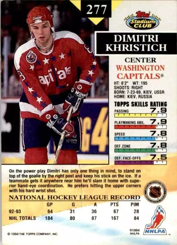 1994-95 Topps Stadium Club #277 Dimitri Khristich 1